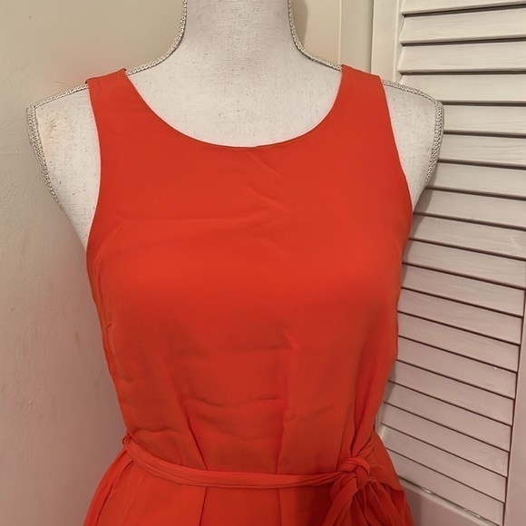 BANANA Republic Orange Mini Dress with Detachable Belt and Ruffled Hem - Picture 3 of 8